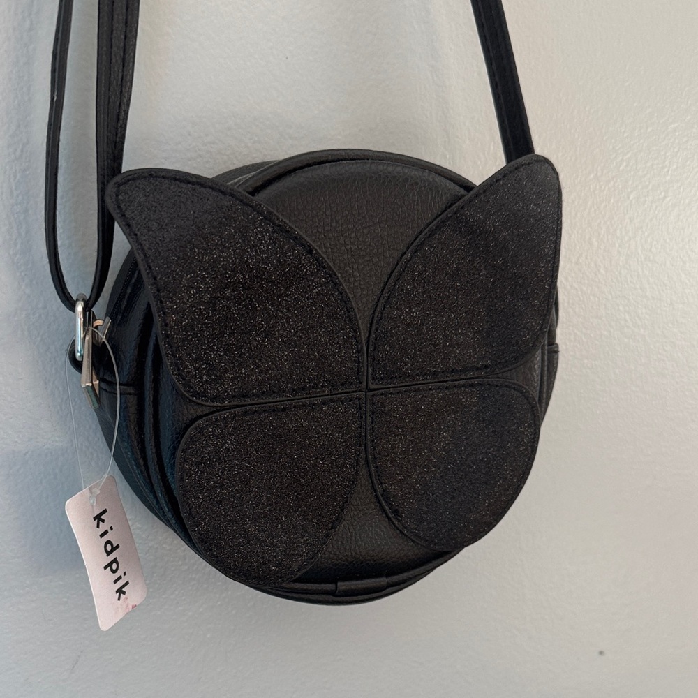 Kidpik Black Mini Glitter Butterfly Crossbody Purse pocketbook NWT